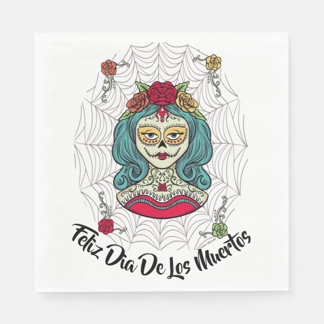 Bevackra Catrina Feliz Día de Muertos Pappersservett (Framsidan)