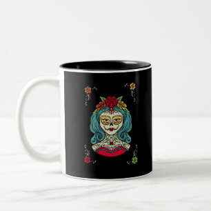 Bevackra Catrina Feliz Día de Muertos Två-Tonad Mugg