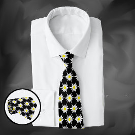 Bevackra Edelweiss Flower Mönster Black Neck Tie Slips