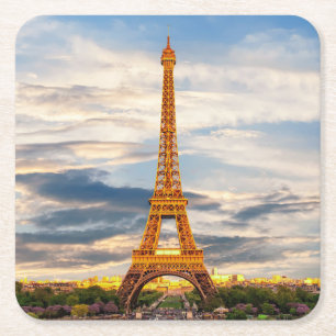 Bevackra Eiffel Torn Paris Frankrike Underlägg Papper Kvadrat