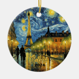 Bevackra Eiffel Torn Paris Souvenir Julgransprydnad Keramik