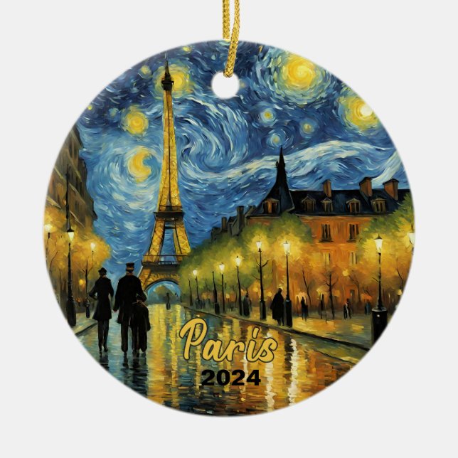 Bevackra Eiffel Torn Paris Souvenir Julgransprydnad Keramik (Framsidan)