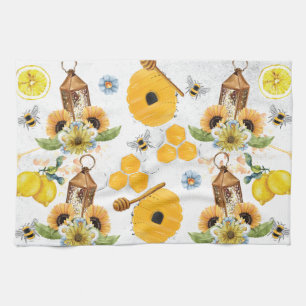 Bevackra Garden Bee Sunblomma Mönster Kökshandduk
