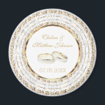 Bevackra Golden Bröllop Bands Magnet<br><div class="desc">Bröllopsdagens favoritmagnet. En Bröllopsdag från redot Bride and Groom för att anpassa sig. ⭐ Produkten är 100 % Anpassade. Grafik och/eller text kan läggas till, tas bort, flyttat, storleksändras, bytas runt, roteras osv. ⭐ (Ändra storlek på eller flytta grafik om det behövs innan du beställer) 99 % av mina designer...</div>