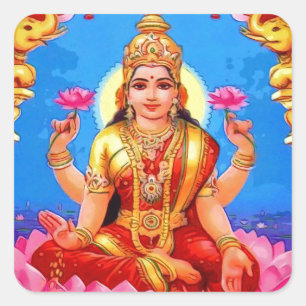 Bevackra Golden Lakshmi Diwali Goddess Fyrkantigt Klistermärke