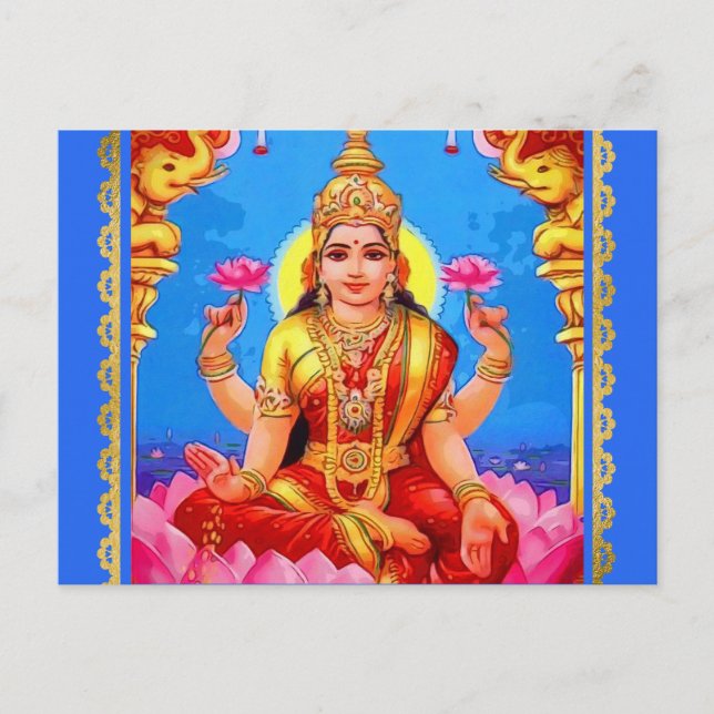 Bevackra Golden Lakshmi Diwali Goddess Vykort (Framsida)