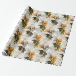 Bevackra Gul ros Flowers Mönster Presentpapper
