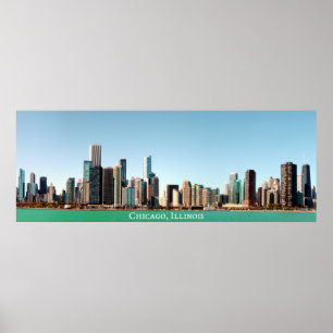 Bevackra Panoramic Chicago Skyline River Sunny Poster