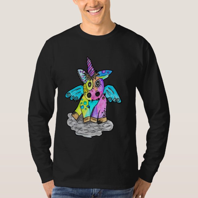 Bevackra Rainbow Crazy Punk Sten Unicorn T Shirt (Framsida)
