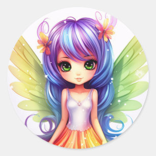 Bevackra Rainbow Färgad Lycklig Fairy Princess Runt Klistermärke