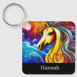 Bevackra Rainbow Horse Porträtt Nyckelring