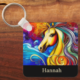 Bevackra Rainbow Horse Porträtt Nyckelring