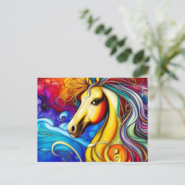 Bevackra Rainbow Horse Porträtt Vykort