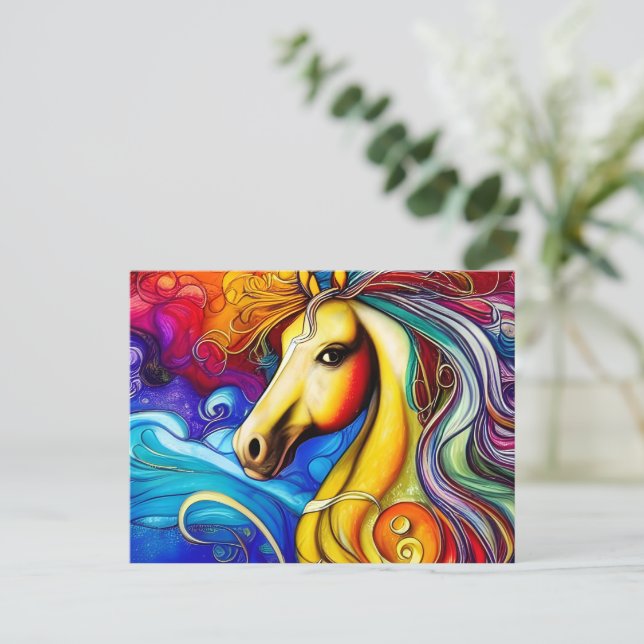 Bevackra Rainbow Horse Porträtt Vykort (Stående Fram)