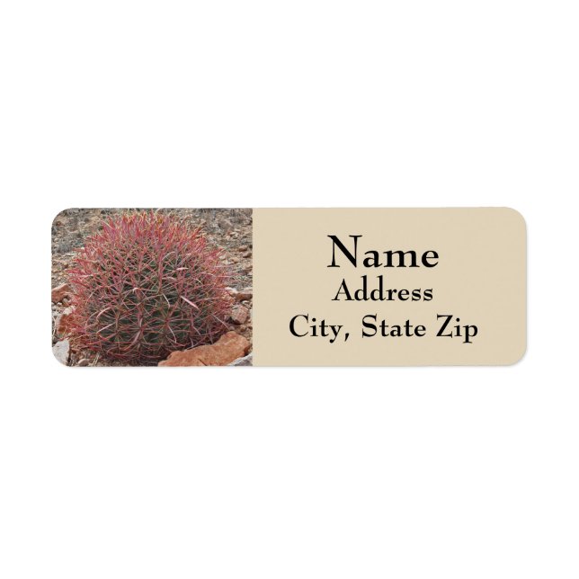 Bevackra Red Barrel Cactus Desert Plant Adress Returadress Etikett (Framsidan)