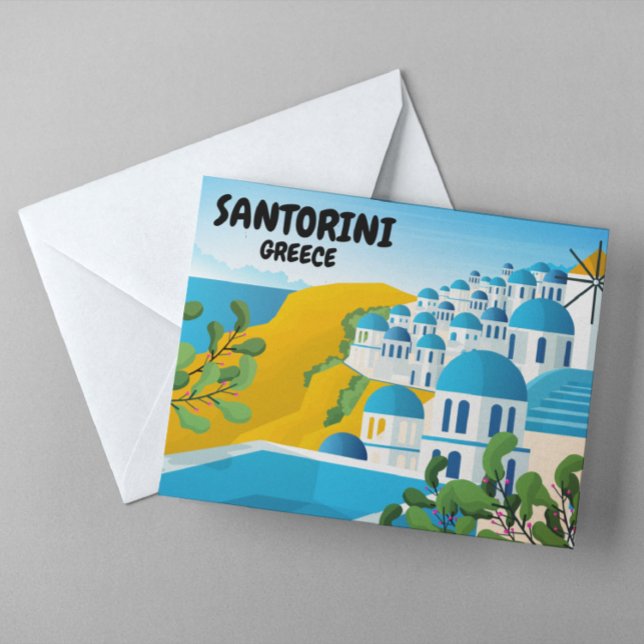 Bevackra Santorini Greece Travel Vykort (santorini greek island postcard)