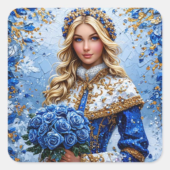 Bevackra Snö Maiden Fyrkantigt Klistermärke (Framsida)