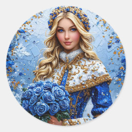 Bevackra Snö Maiden Runt Klistermärke
