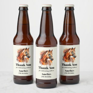 Bevackra Sorrel Horse Porträtt Birthday Tack Ölflaska Etikett