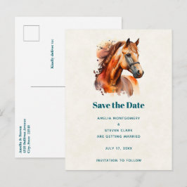 Bevackra Sorrel Horse Porträtt Bröllop Meddelande Vykort