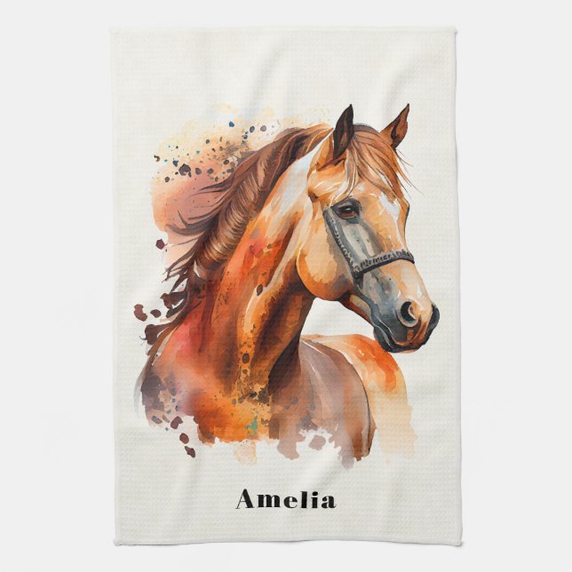 Bevackra Sorrel Horse Porträtt Kökshandduk (Vertikal)