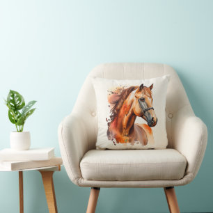 Bevackra Sorrel Horse Porträtt Kudde