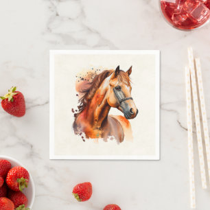Bevackra Sorrel Horse Porträtt Pappersservett