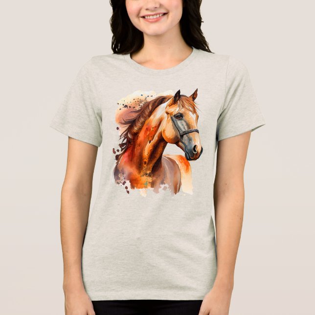 Bevackra Sorrel Horse Porträtt T Shirt (Framsida)
