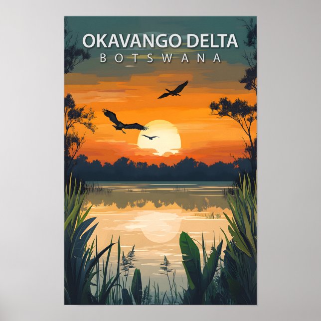 Bevackra Ställe Okavango Delta Botswana Travel Poster (Framsidan)