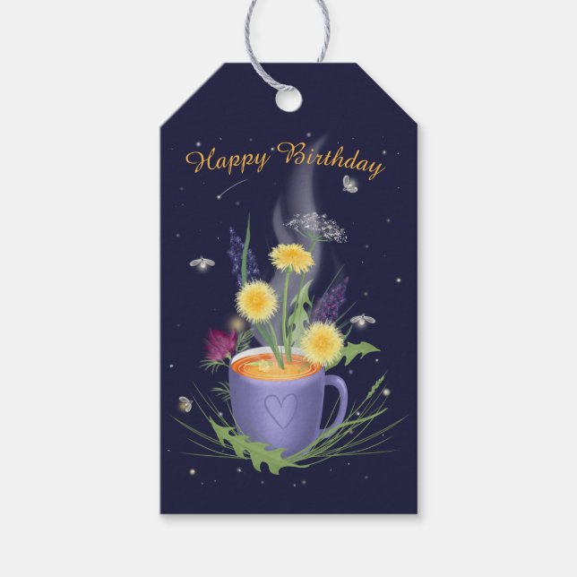 Bevackra Tea Kopp, sommarblommor Presentetikett (Framsidan)