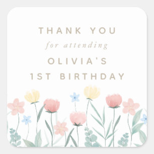 Bevackra WildblomBouquet Birthday Fyrkantigt Klistermärke