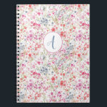 Bevackra Wildblommor Watercolor Mönster Monogram Anteckningsbok<br><div class="desc">Detta vackra,  lekfulla och moderna blommönster är fyllt av rosa,  röda och blå vilda blommor och gröntens löv. Perfektens val att skapa en vacker livsstil och omgivning som är en känsla av lugn och elegans. Baserat på min ursprungliga vattenfärg från samlingen Uppenbarligen Rosa av © Lisa Audit Art.</div>