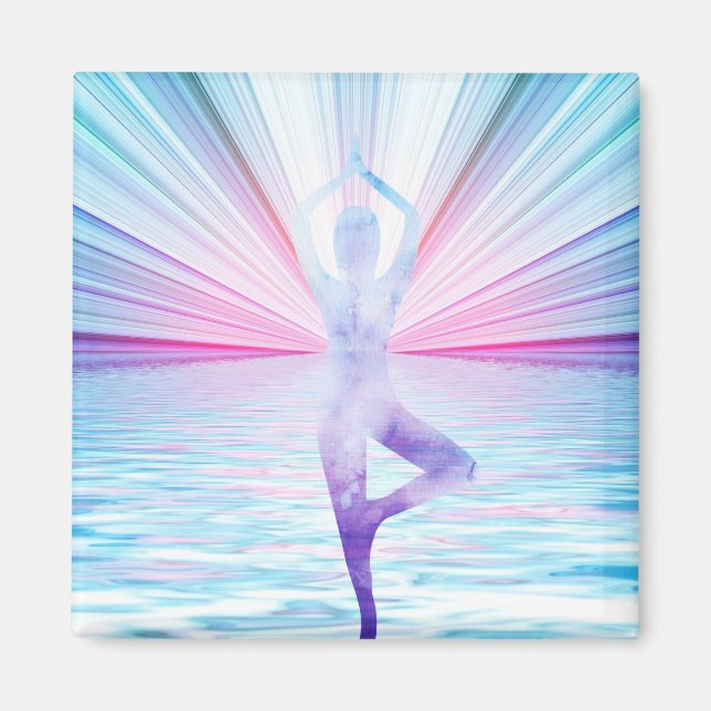 Bevackra Zen Yoga Meditation Livets träd Magnet (Framsidan)