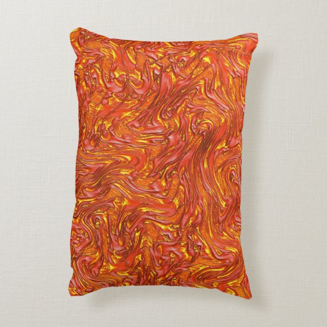 Bevakad röd struktur med skuggor av gult prydnadskudde (Baksidan(Vertikal))