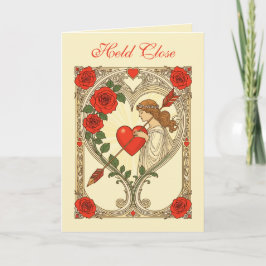 Bevakade hjärtat Vintage Art Nouveau Romantik Kort
