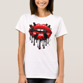 Bevakning av Red Läppar och Svarta katter Dripping T Shirt