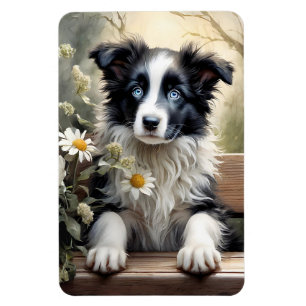 Beval Gräns Collie Hund Flowers-kylskåp Magnet
