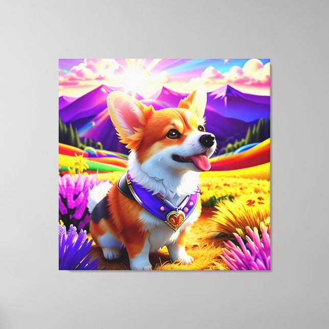 Bevalt Corgi Hund One Canvastryck (Framsida)