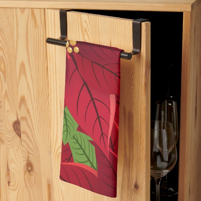 Bevalt Poinsettia Kirchen Towel Kökshandduk (Thirds Fold)