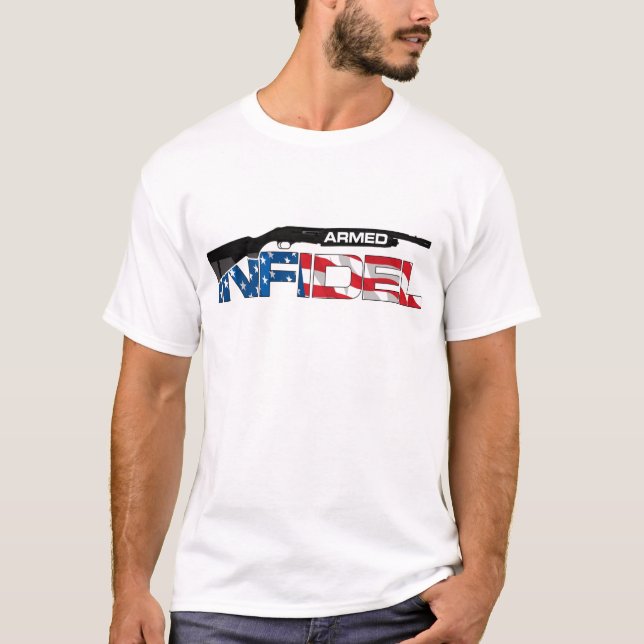 BEVÄPNAD ICKE-TROENDE T-SHIRT (Framsida)