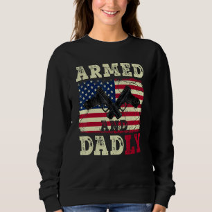 Beväpnad Och Pappaktig Amerikansk USA Flagga Fars T Shirt