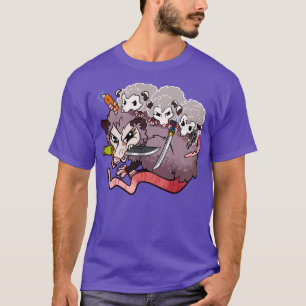 Beväpnad Possummes Mamma och Baby Opossummor med v T Shirt