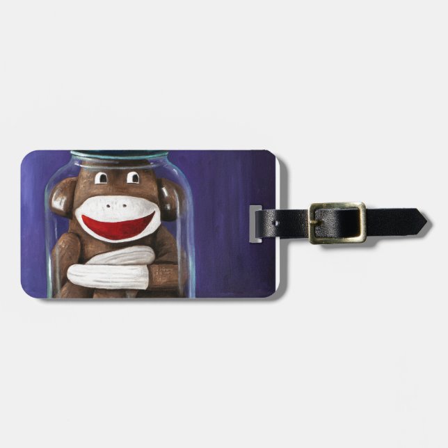 Bevara barndom med sock monkey bagagebricka (Horisontell Framsida)