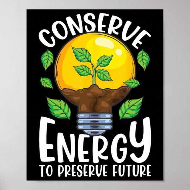 Bevara Energilampa Träd Grönt Environment Poster (Framsidan)