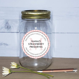 Bevara Family Recipes Red Gingham Monogram Runt Klistermärke