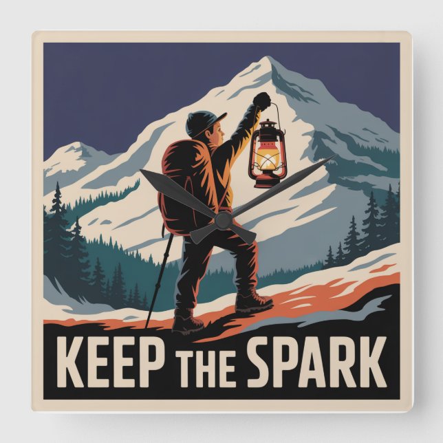 Bevara Gnistan Fyrkantig Klocka (Framsida)