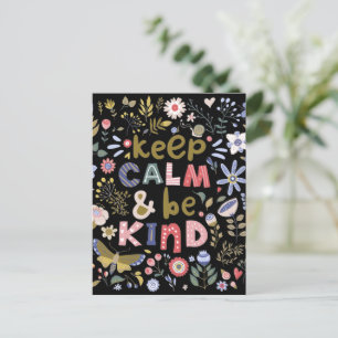 Bevara lugn och var snäll folkkonst blommor vykort