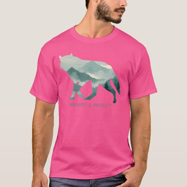 Bevara naturreservatets viltlevande Varg T Shirt (Framsida)