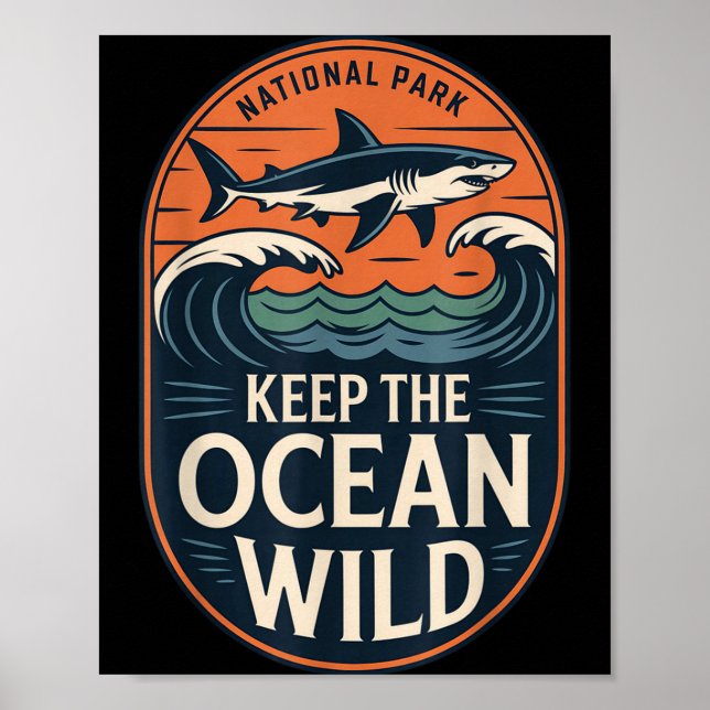 Bevara oceanen vild nationalpark haj  poster (Framsidan)