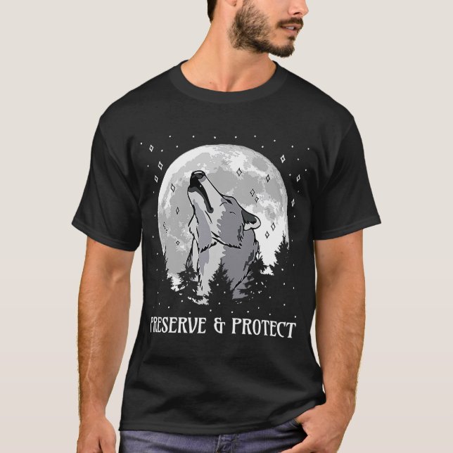Bevara och skydda vargar och varg t shirt (Framsida)
